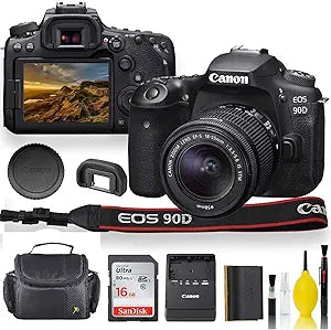 Canon EOS 90D DSLR 18-55mm Lens Bundle (Renewed)