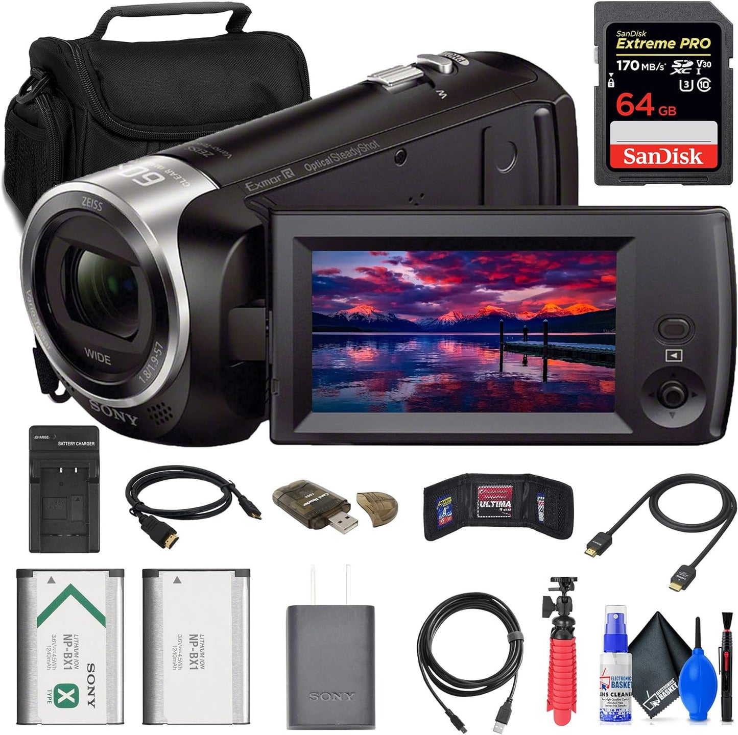 Sony HDR-CX405 Handycam HD Camcorder Bundle (Renewed)