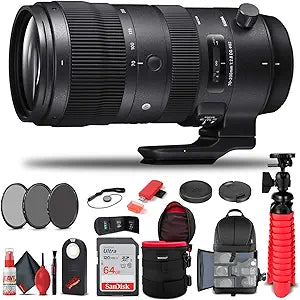 Sigma 590955 70-200mm f/2.8 DG OS HSM Sports Lens - Nikon F Bundle