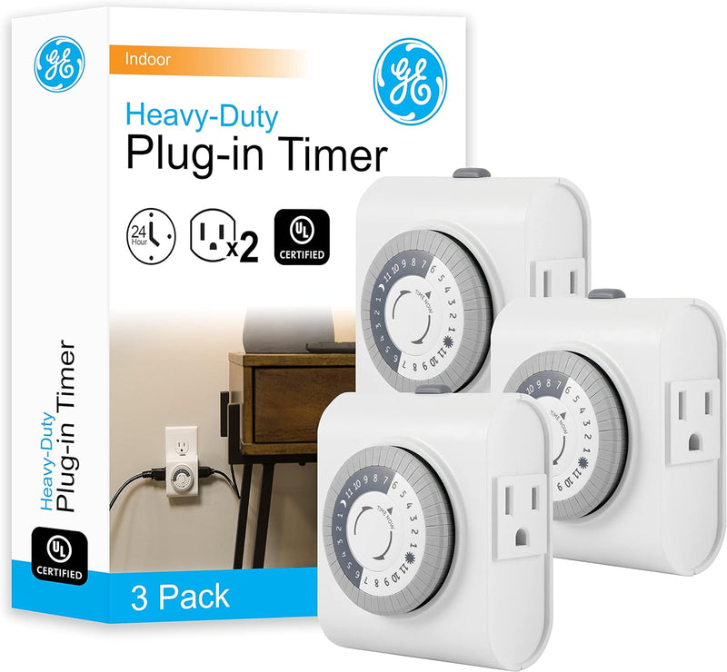 GE 66404 - 24-Hour Mechanical Outlet Timer, 3-Pack — main product image