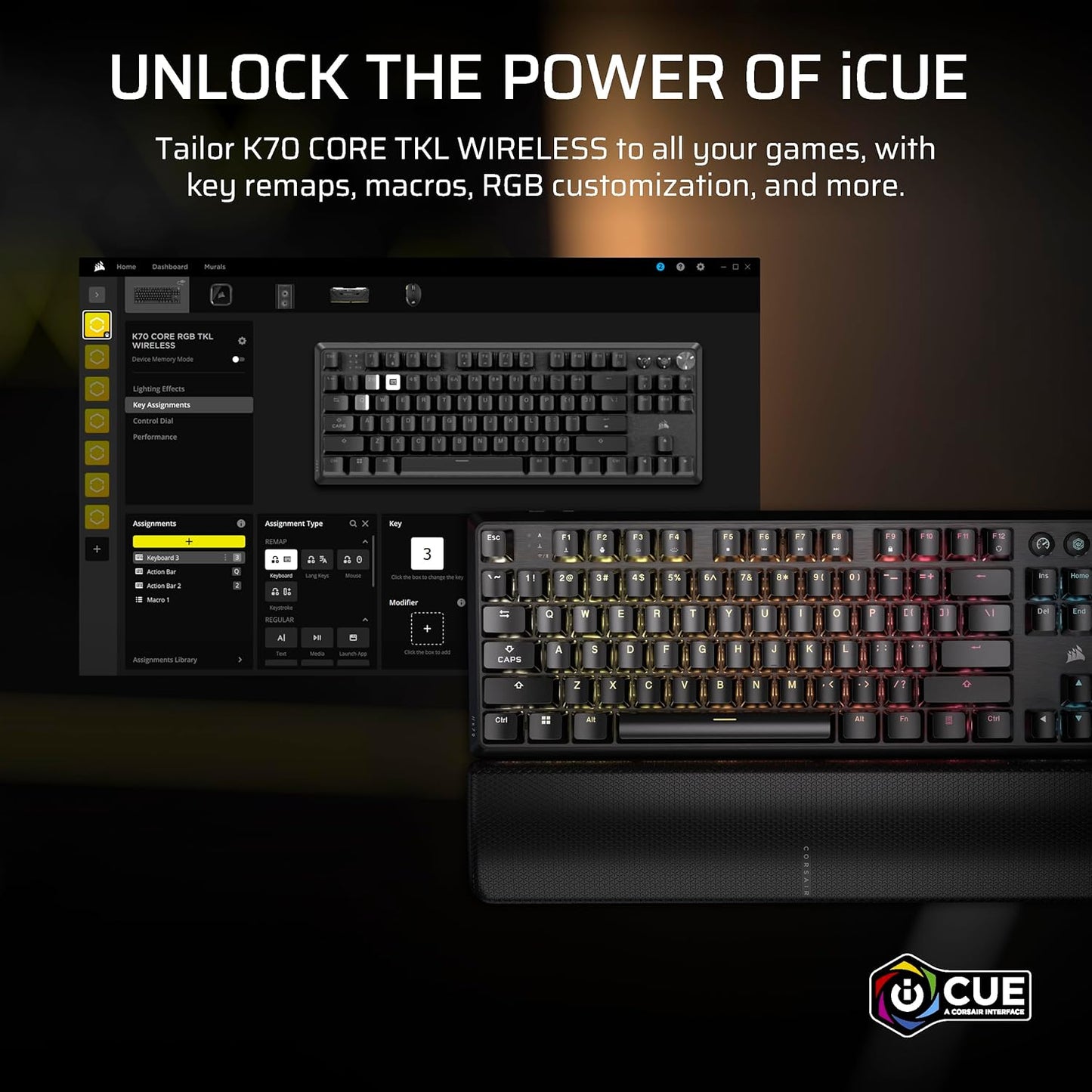 Corsair CH-914901E-NA K70 CORE TKL Wireless RGB Keyboard