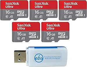 SanDisk SDSQUAR-016G-GN6MN 16GB MicroSD Ultra 5-Pack w/ Reader — main product image