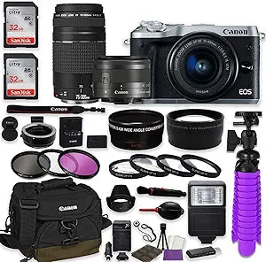 Canon EOS M6 Sil Mirrorless Camera Bundle - Silver