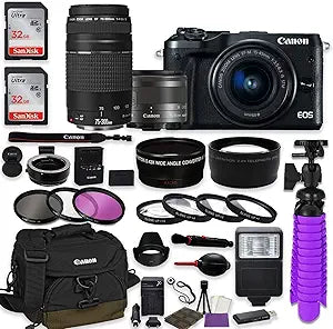 Canon Can M6 Blk EOS M6 Mirrorless Camera Bundle