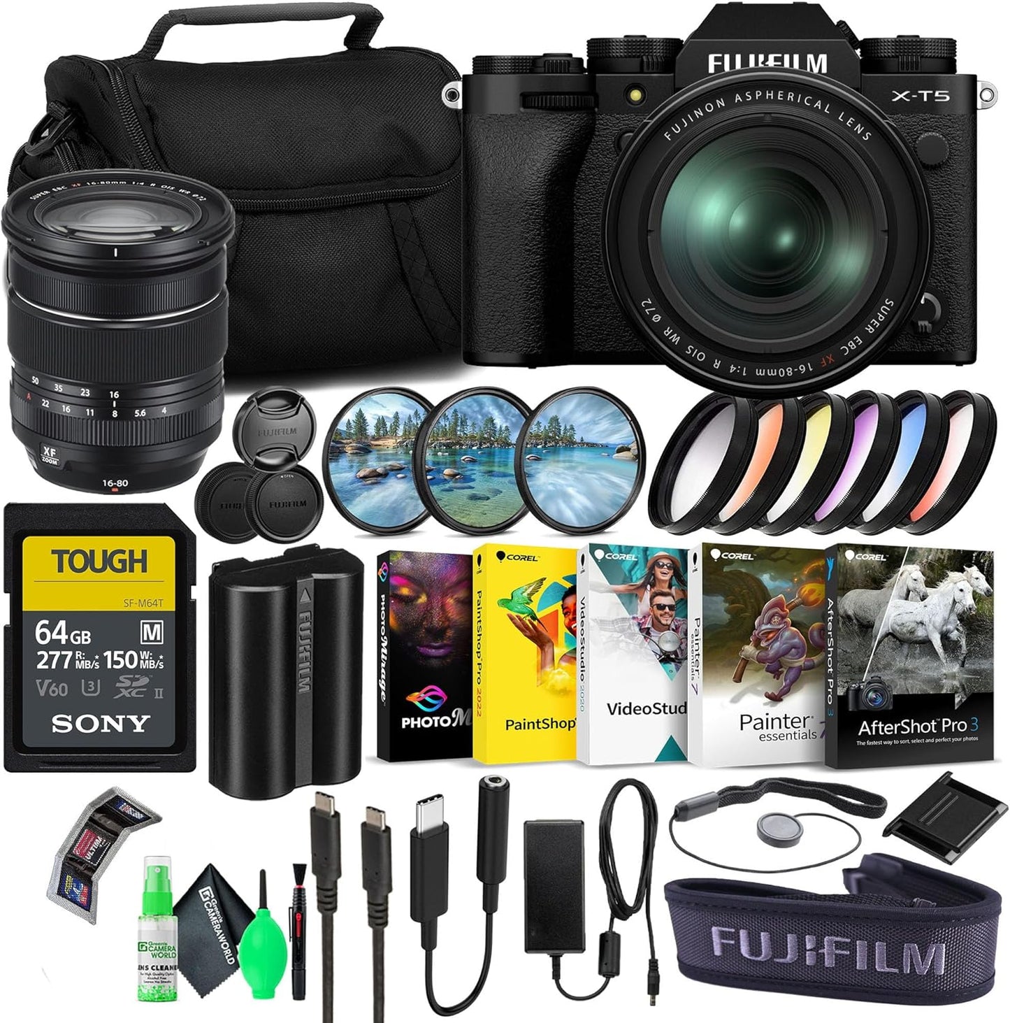 Fujifilm 16782636 X-T5 Mirrorless Camera 16-80mm Lens Bundle