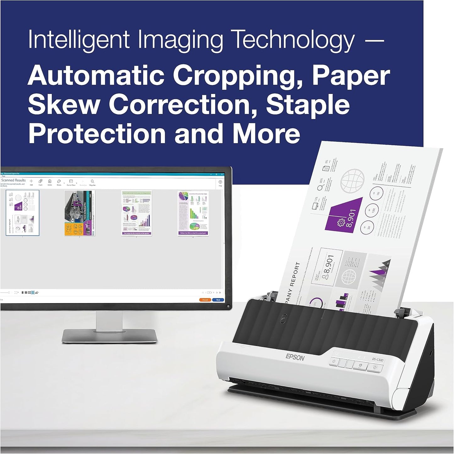 Epson B11B272201 DS-C330 Compact Duplex Desktop Document Scanner