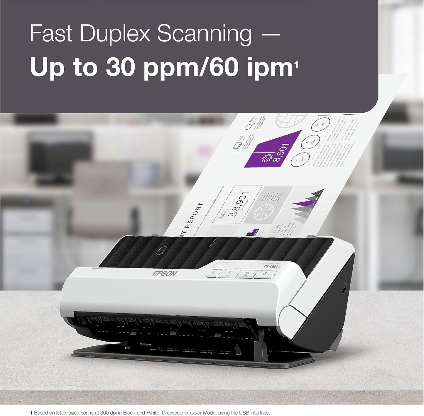 Epson B11B272201 DS-C330 Compact Duplex Desktop Document Scanner