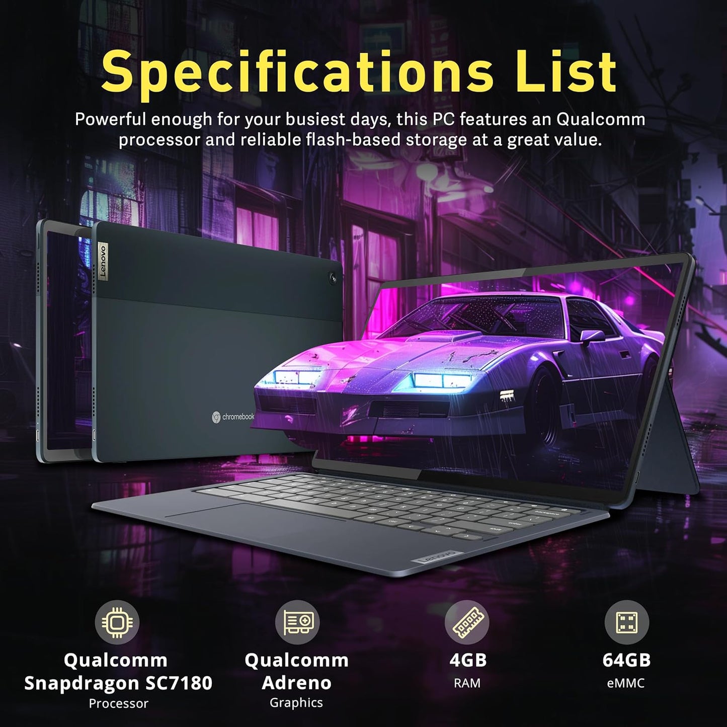 Lenovo IdeaPad Duet 5 Chromebook 13.3" FHD 2-in-1 Renewed