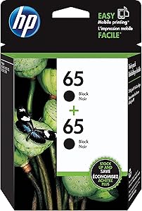 HP 65 Black Ink Cartridge, 2-Pack (1VU22AN)