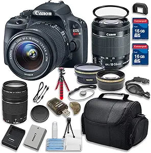 Canon CELLCANSL12-1LENSBUNDLE-092016 EOS Rebel SL1 DSLR with 18-55mm & 75-300mm Lens Bundle