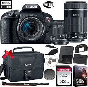 Canon 1894C002: EOS Rebel T7i DSLR Kit - 18-55mm & 55-250mm Lenses