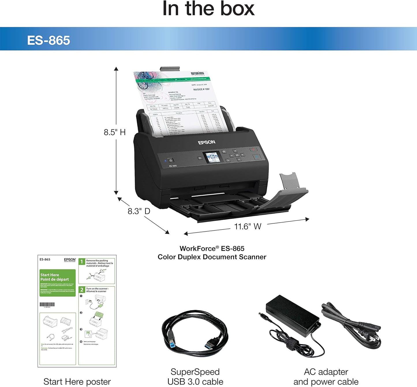 Epson ES-865 High-Speed Duplex Document Scanner