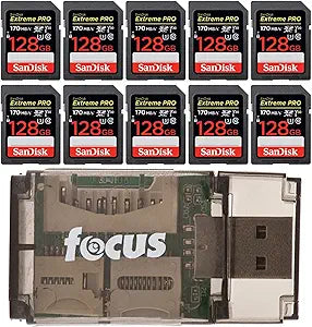 SanDisk Extreme PRO 128GB SDXC 10-Pack Card Reader Bundle