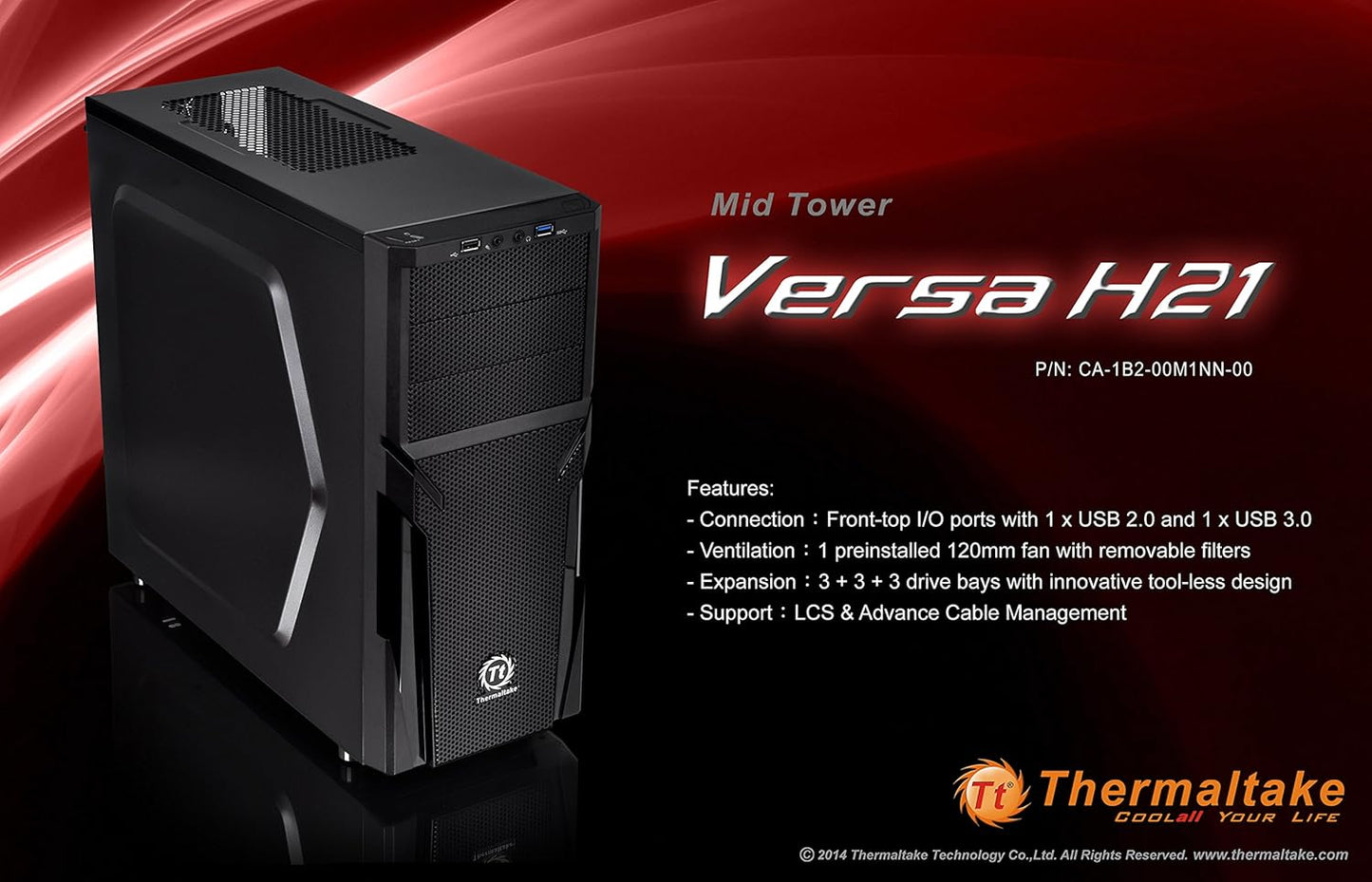 Thermaltake CA-1B2-00M1NN-00 Versa H21 ATX Mid Tower Case