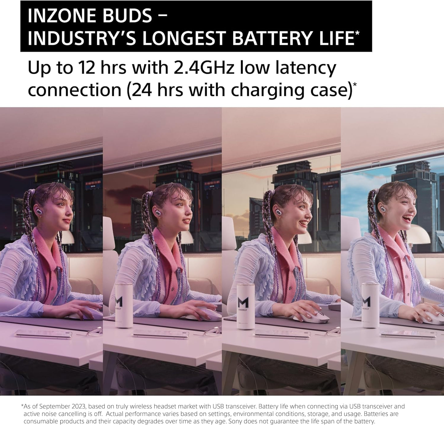 Sony WFG700/W INZONE Buds Wireless Noise-Canceling Gaming Earbuds