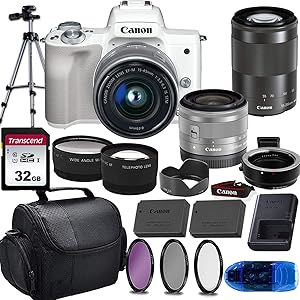 Canon EOS M50 Mirrorless Camera 15-45mm 55-200mm Renewed