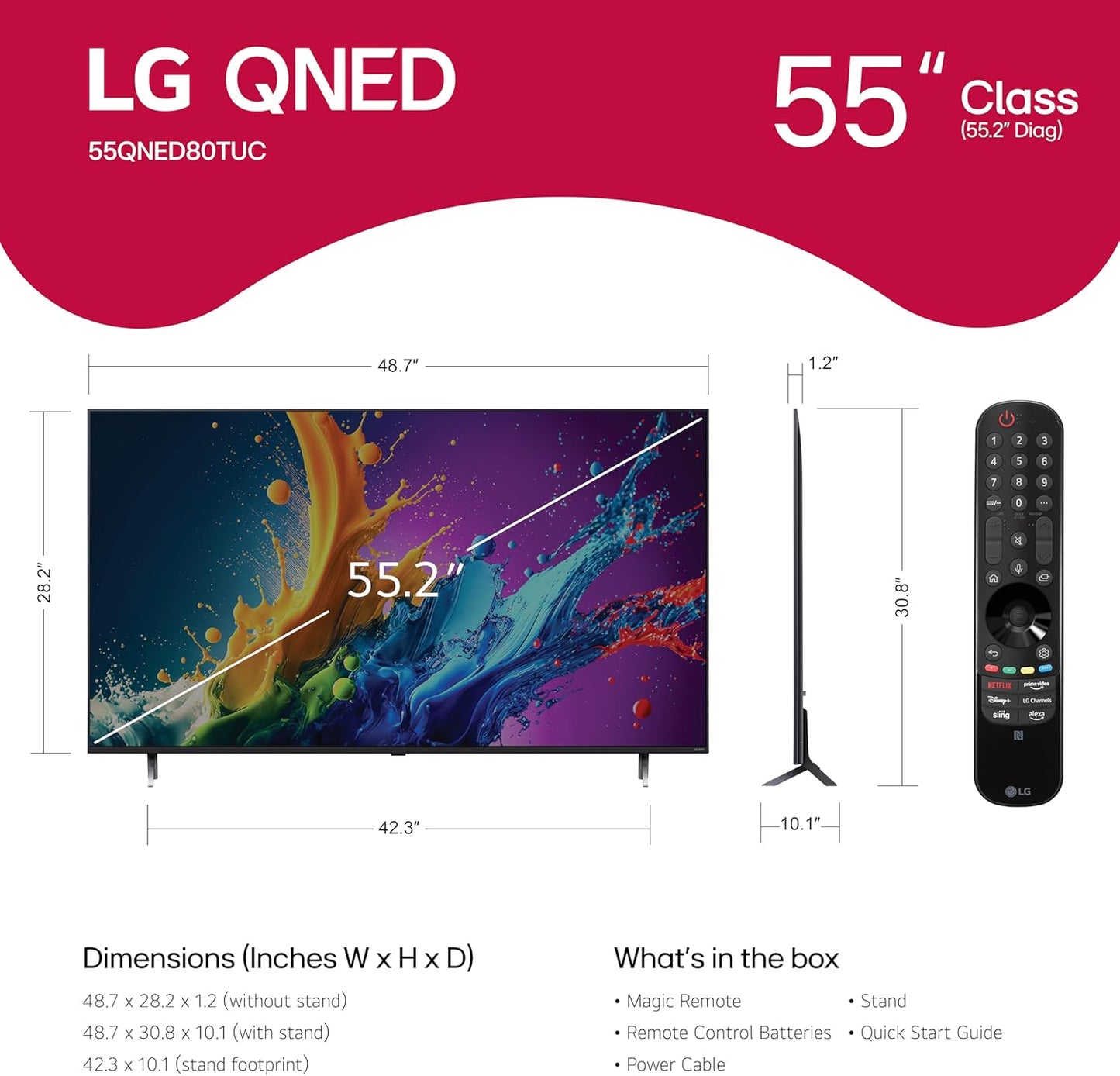 LG 2024 55QNED80T QNED 4K Smart TV with AI Processor