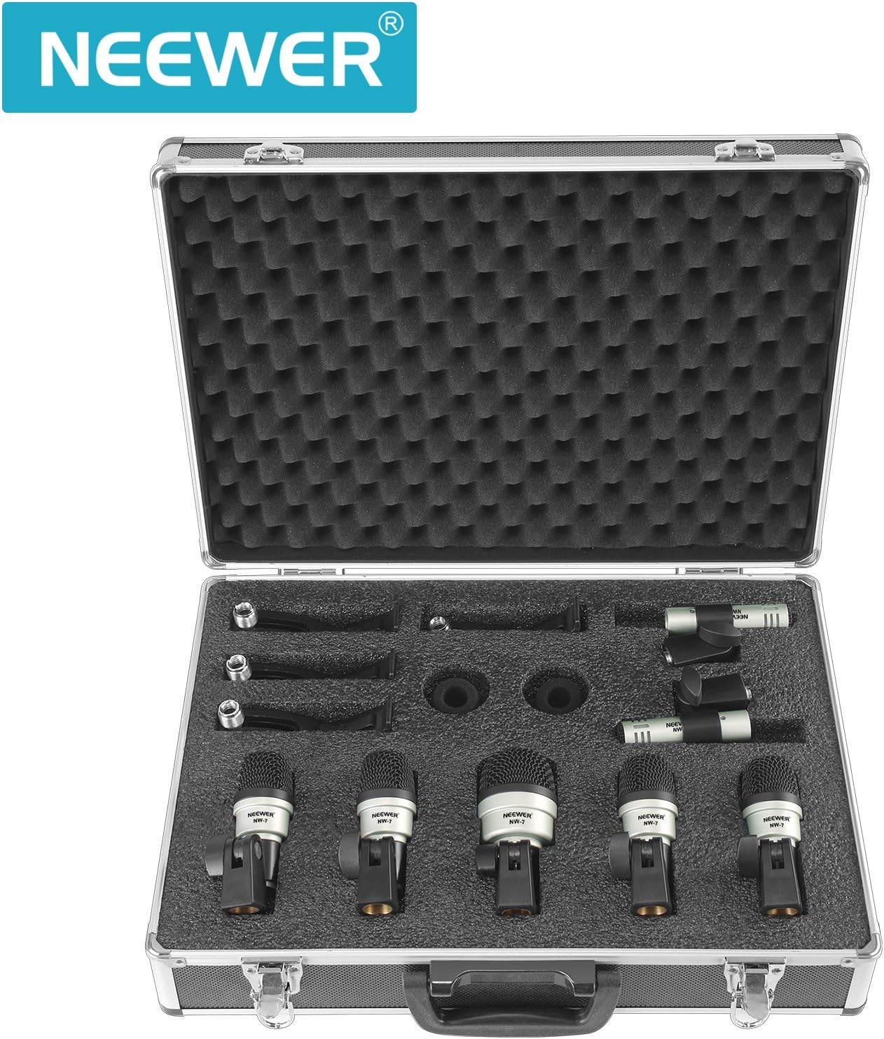 Neewer 40092651 7 Pack Wired Drum Pickups Percussion Mic Kit