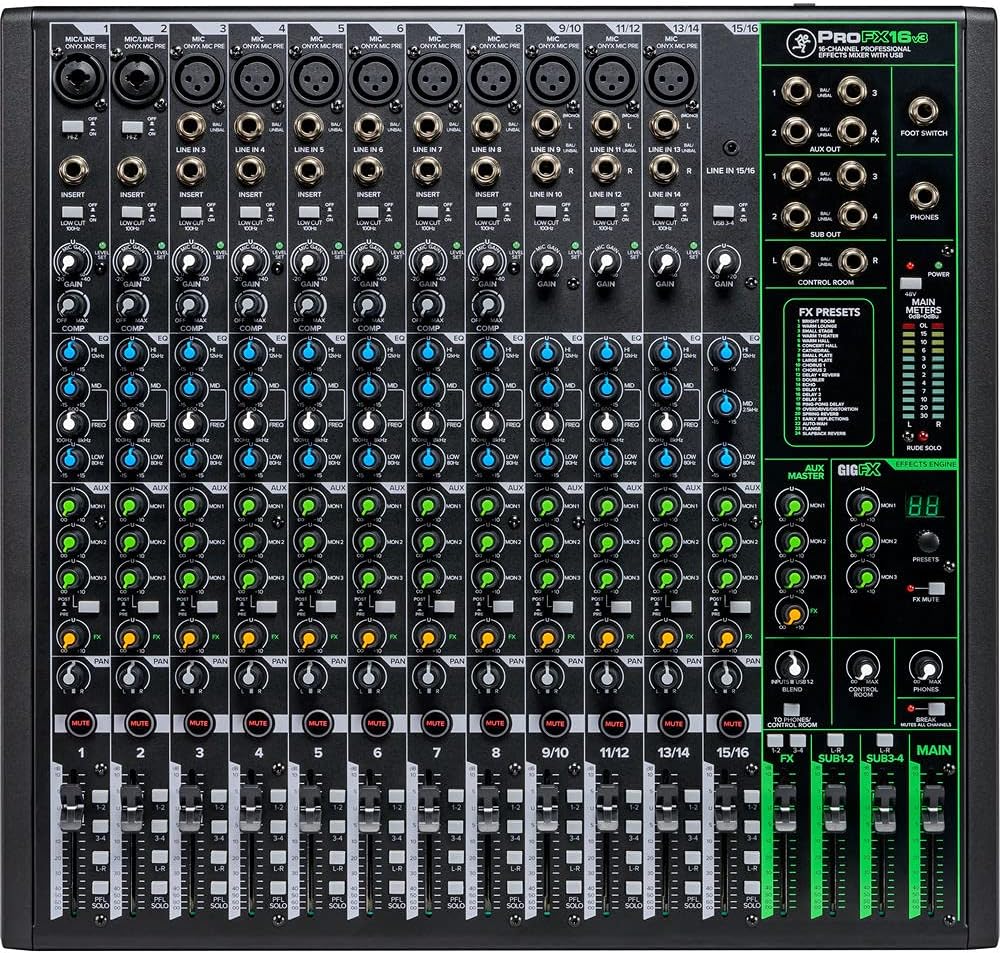 Mackie ProFX16v3 16-Channel Mixer Bundle with Bag & Cables