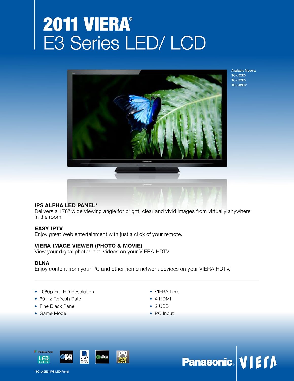Panasonic TC-L42E3 42-Inch 1080p LED-LCD HDTV
