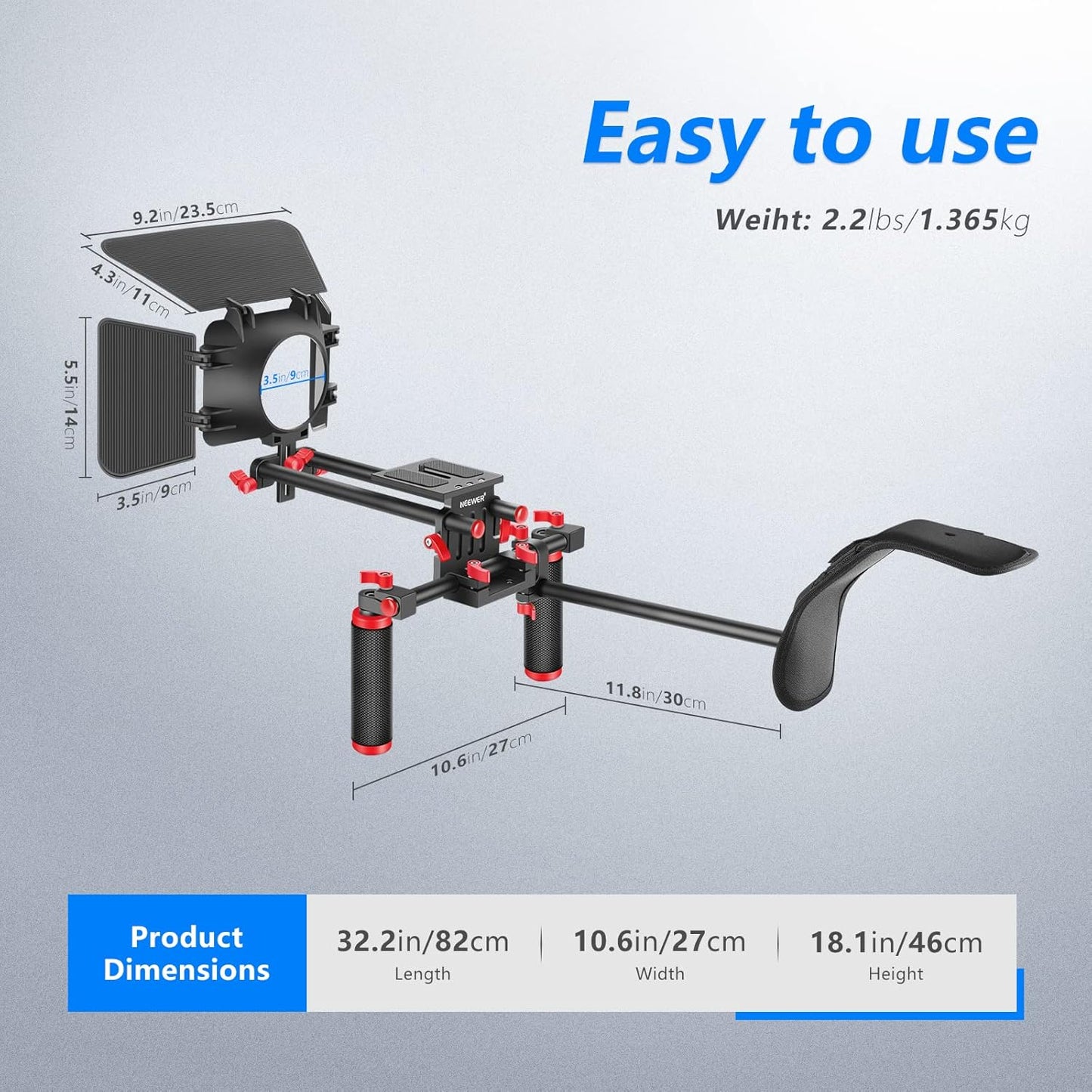 Neewer 10089989 DSLR Camera Shoulder Rig Video Kit (Red)