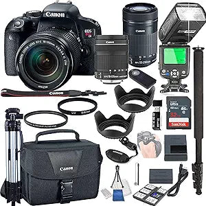 Canon EOS Rebel T7i DSLR Camera with 18-135mm & 55-250mm Lens Bundle