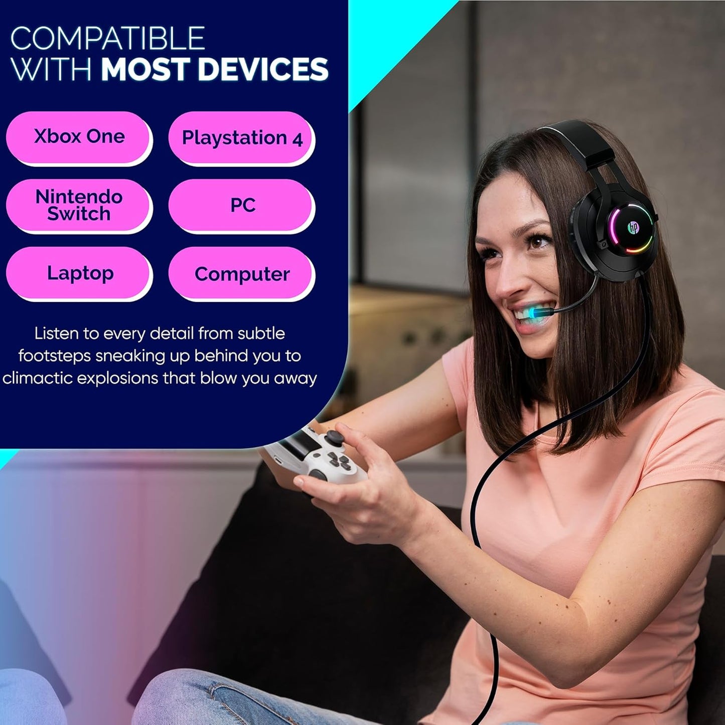 HP H360 Gaming Headset with Mic, Noise Cancelling