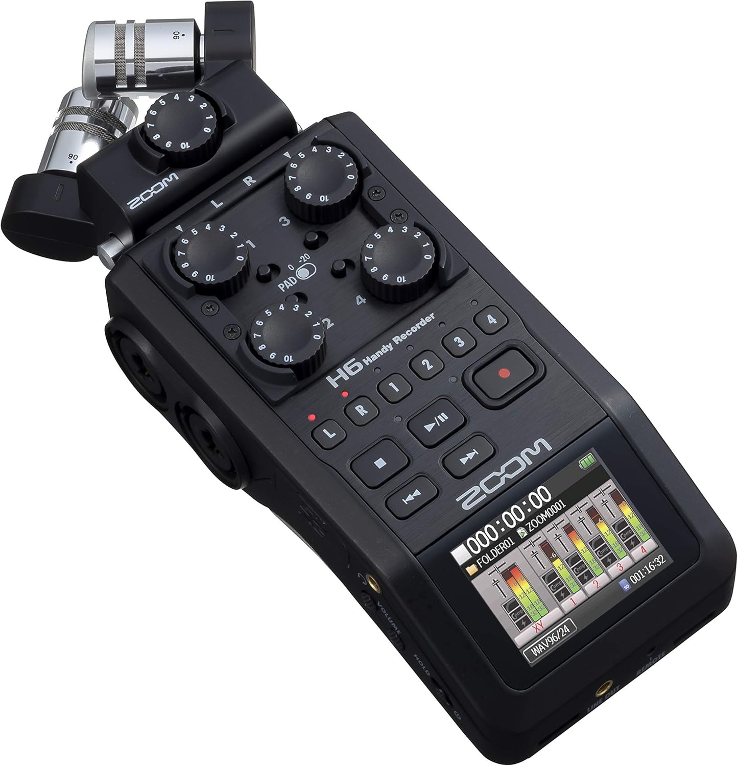 Zoom H6/BLK-cr All Black Handheld Recorder (Renewed)