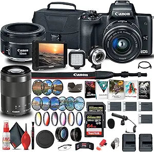 Canon EOS M50 Mirrorless Camera with Lens Bundle Renewed