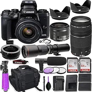 Canon EOS M5 Mirrorless Camera Lens Adapter Bundle