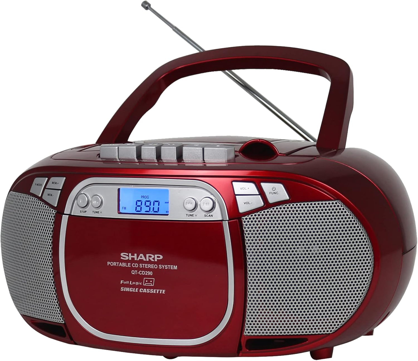 Sharp QT-CD290(RD) Portable CD MP3 Cassette Boombox Red