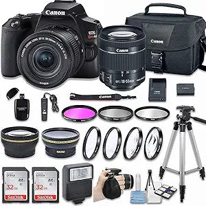 Canon SL3 EOS Rebel Camera 18-55mm Lens Accessories Bundle