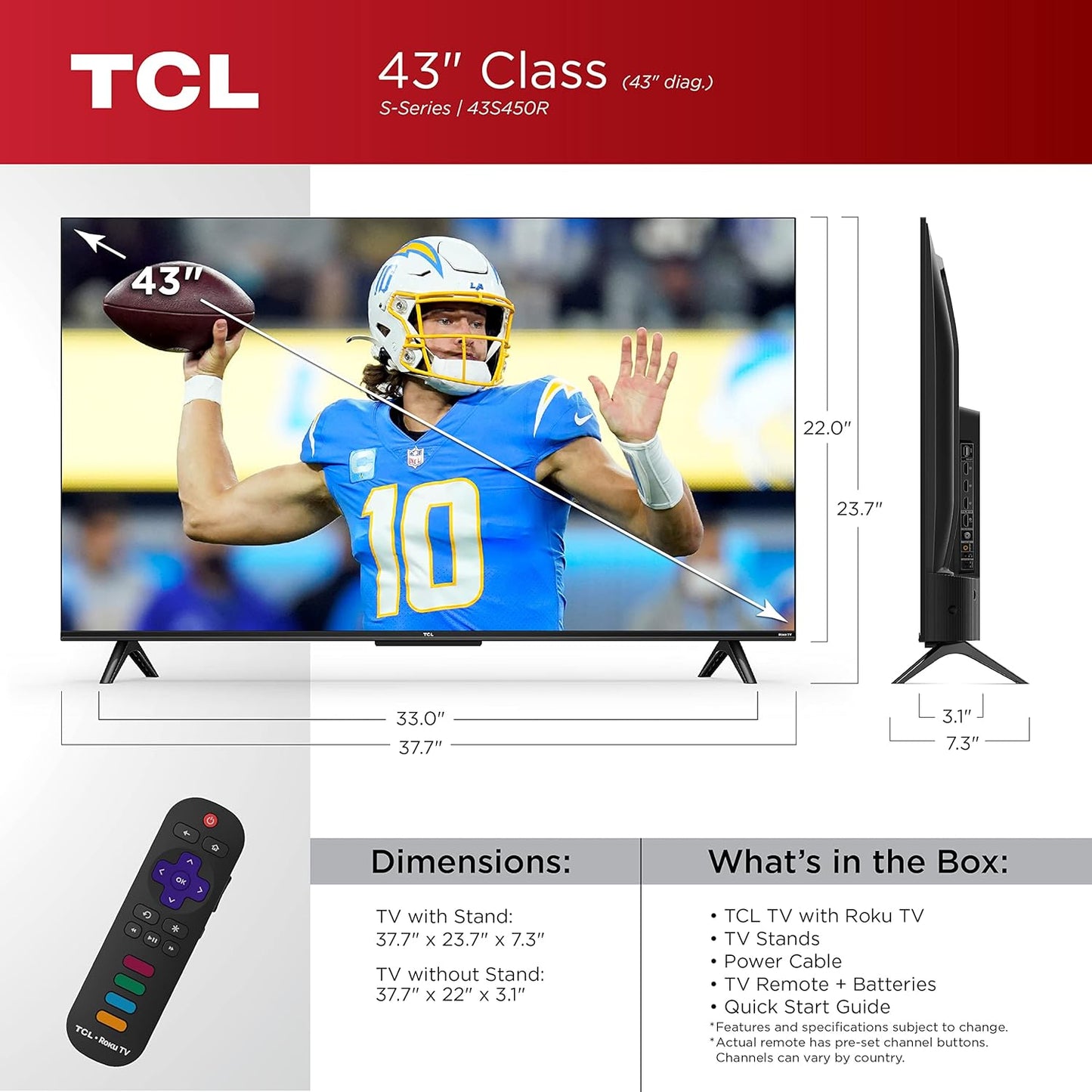 TCL 43S450R 43-Inch 4K Smart Roku TV 2023
