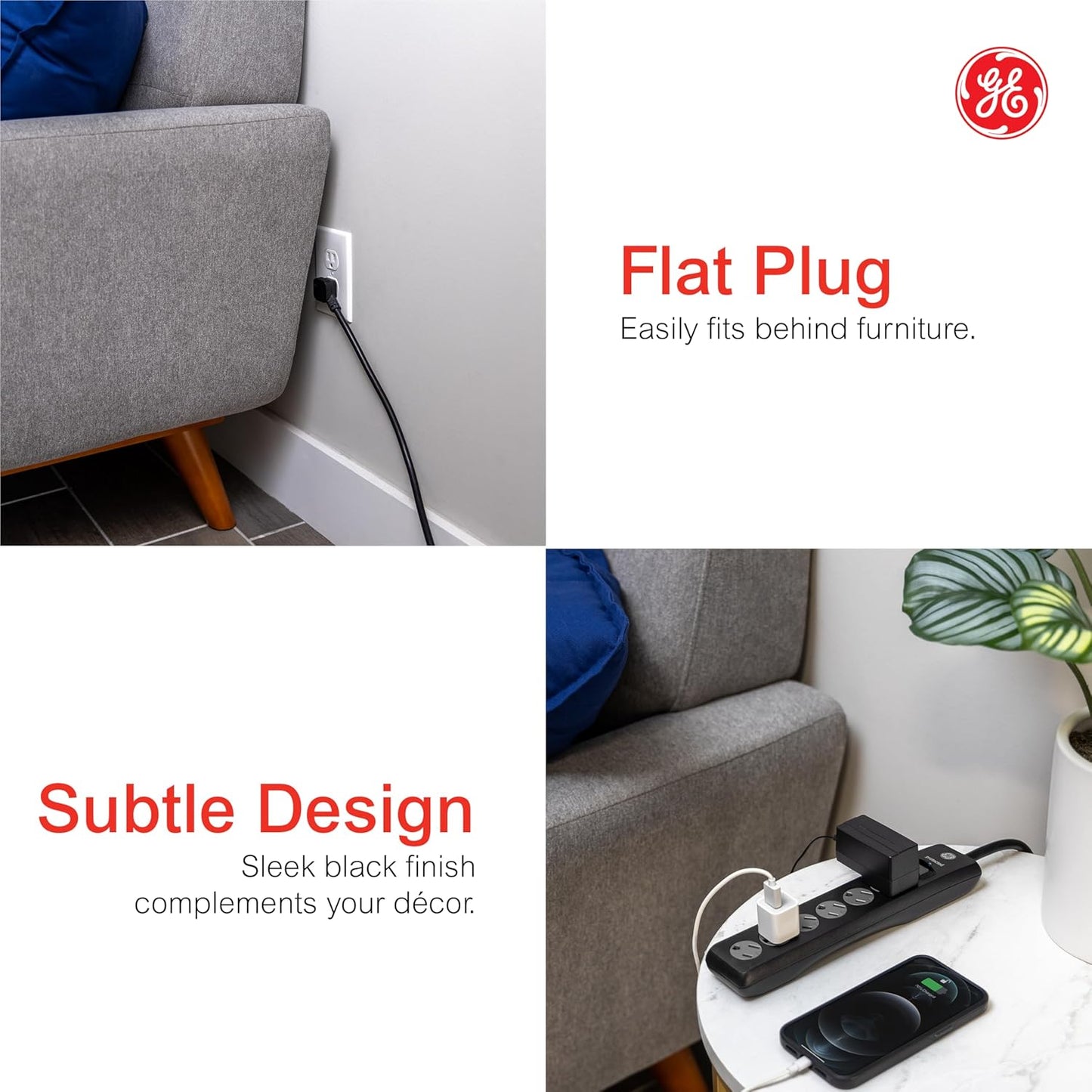 GE 50767 6-Outlet Surge Protector 15ft Cord
