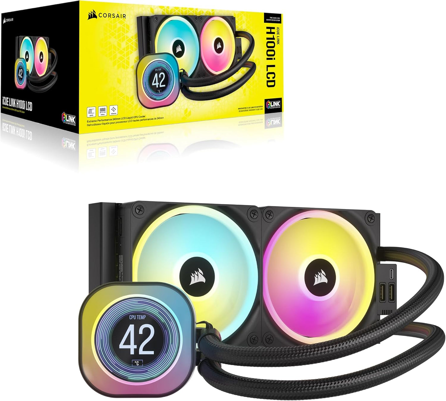 Corsair iCUE Link H100i LCD 240mm AIO Liquid Cooler