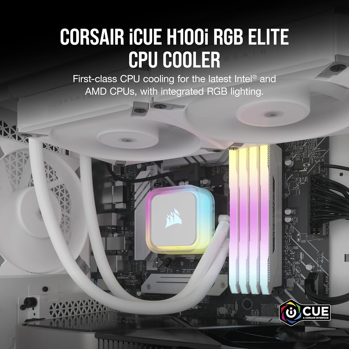 Corsair H100i RGB Elite 240mm Liquid CPU Cooler White