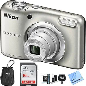 Nikon CRTE1NKCPA10SRB COOLPIX A10 Digital Camera 16MP Silver Bundle (Renewed)