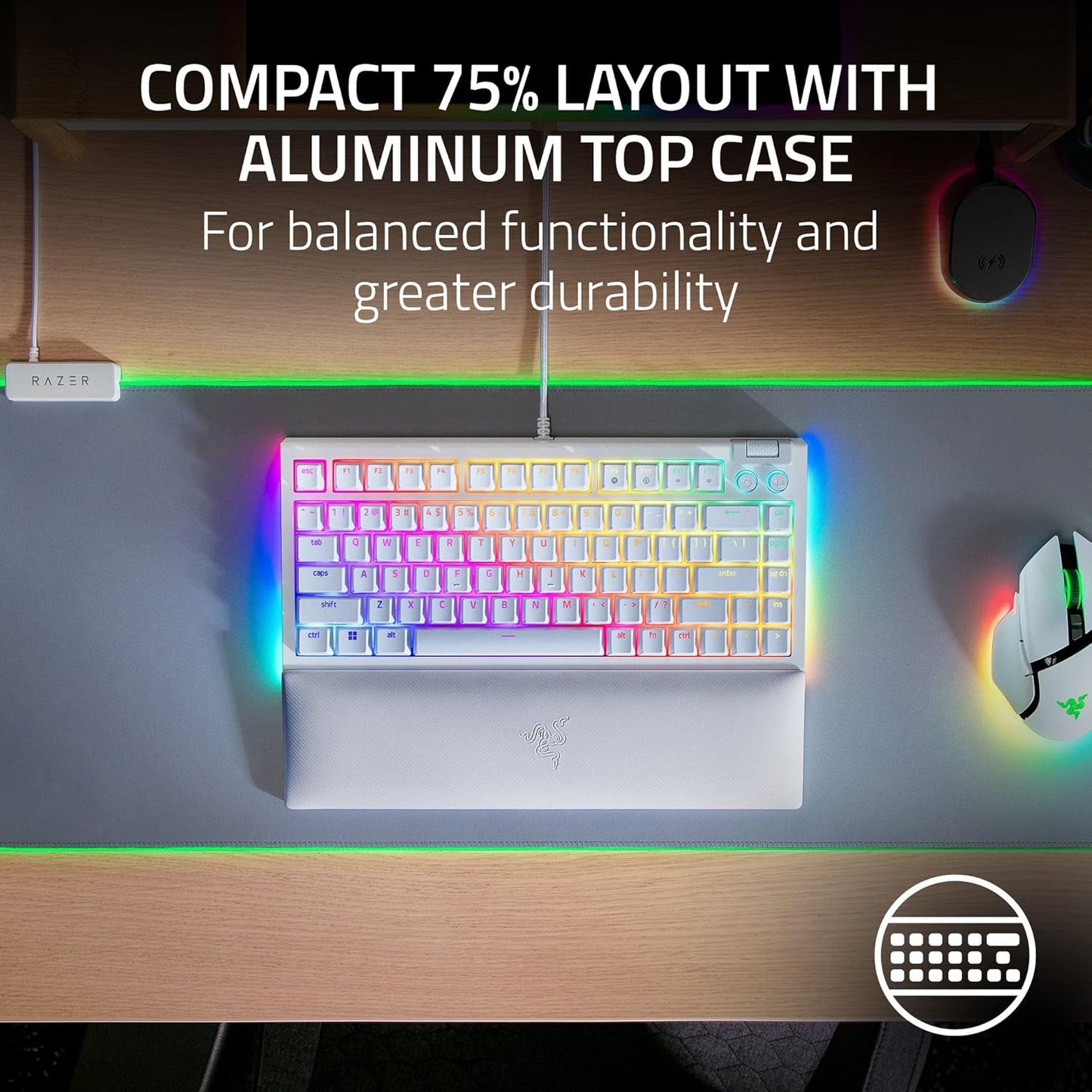 Razer BlackWidow V4 75% Hot-Swap Gaming Keyboard (Renewed)