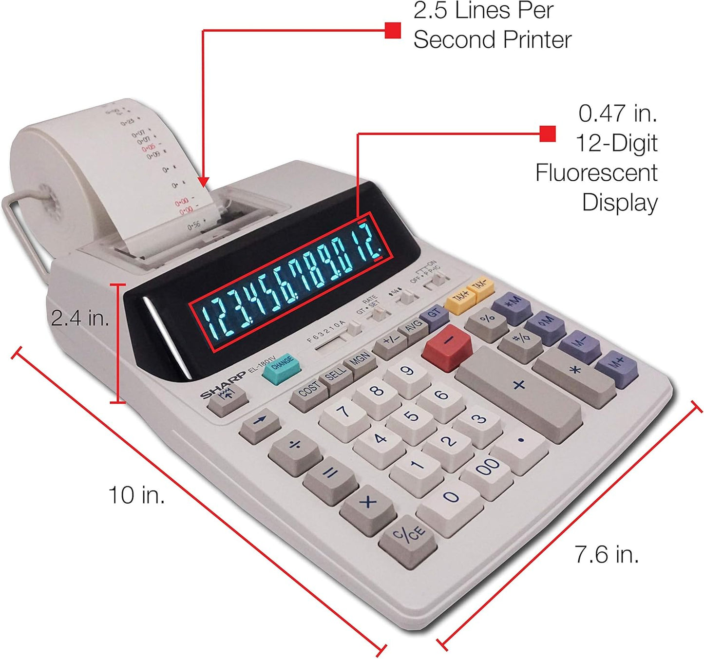 Sharp EL-1801V Two-Color Printing Calculator (Renewed)