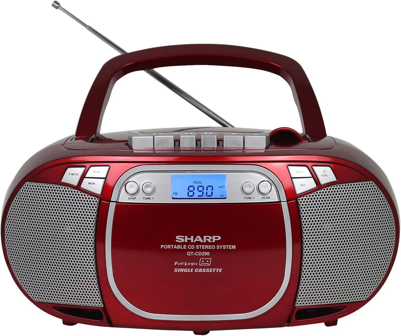 Sharp QT-CD290(RD) Portable CD MP3 Cassette Boombox Red — main product image