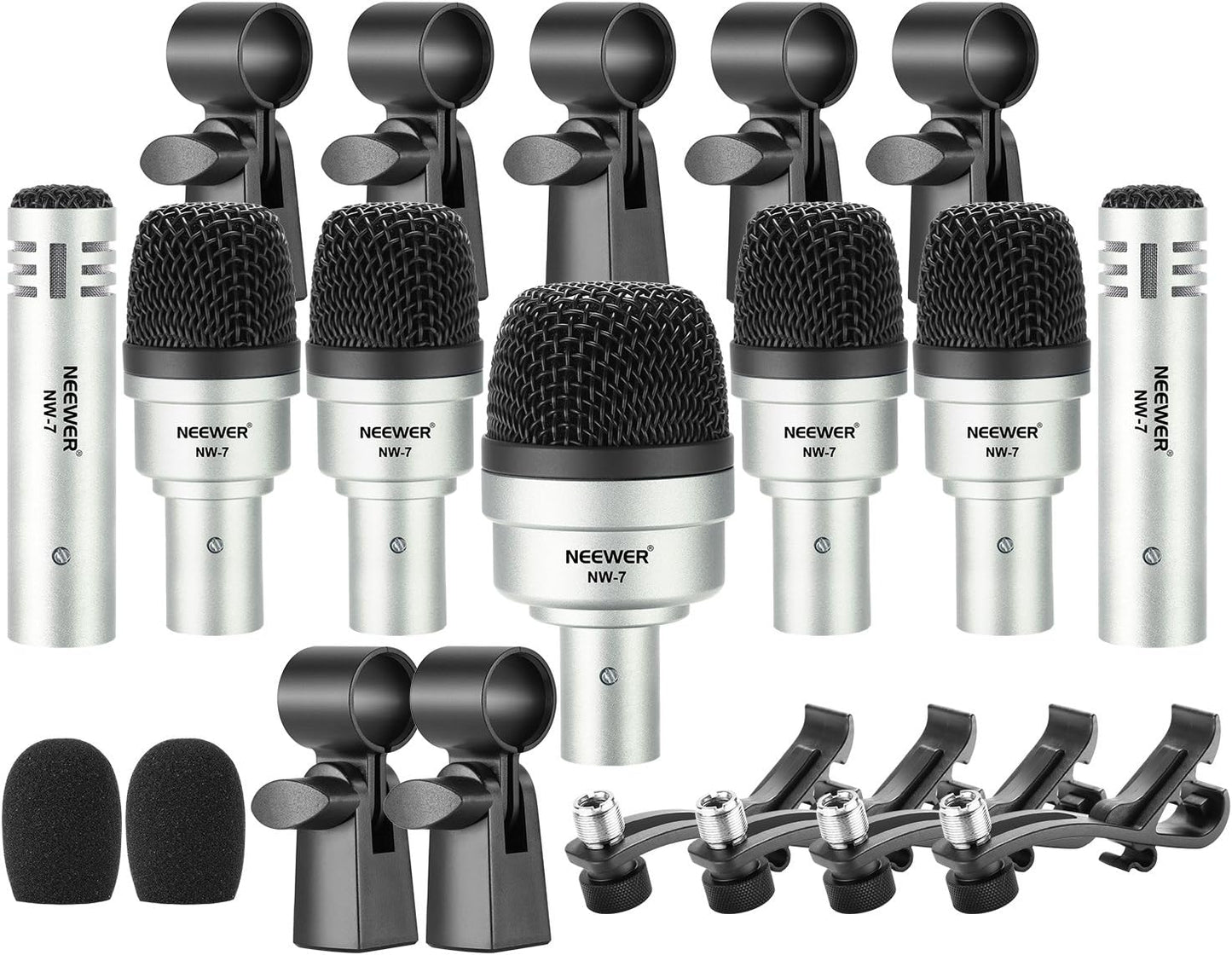 Neewer 40092651 7 Pack Wired Drum Pickups Percussion Mic Kit
