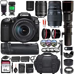 Canon 90d DSLR Camera 3 Lens Kit Bundle