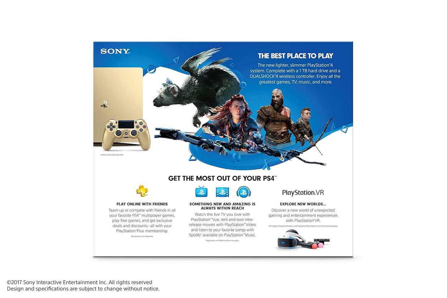Sony PlayStation 4 Slim 1TB Gold (Renewed)