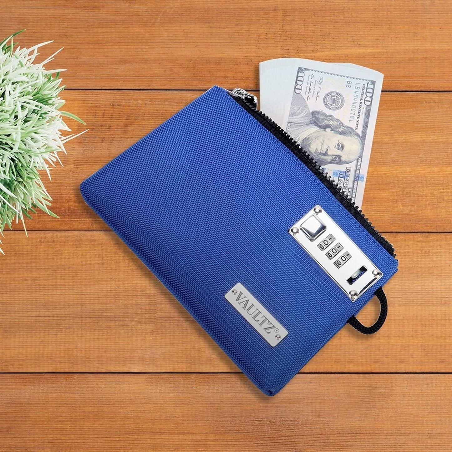 Vaultz Locking Money Bag 5x8 Inch - Blue