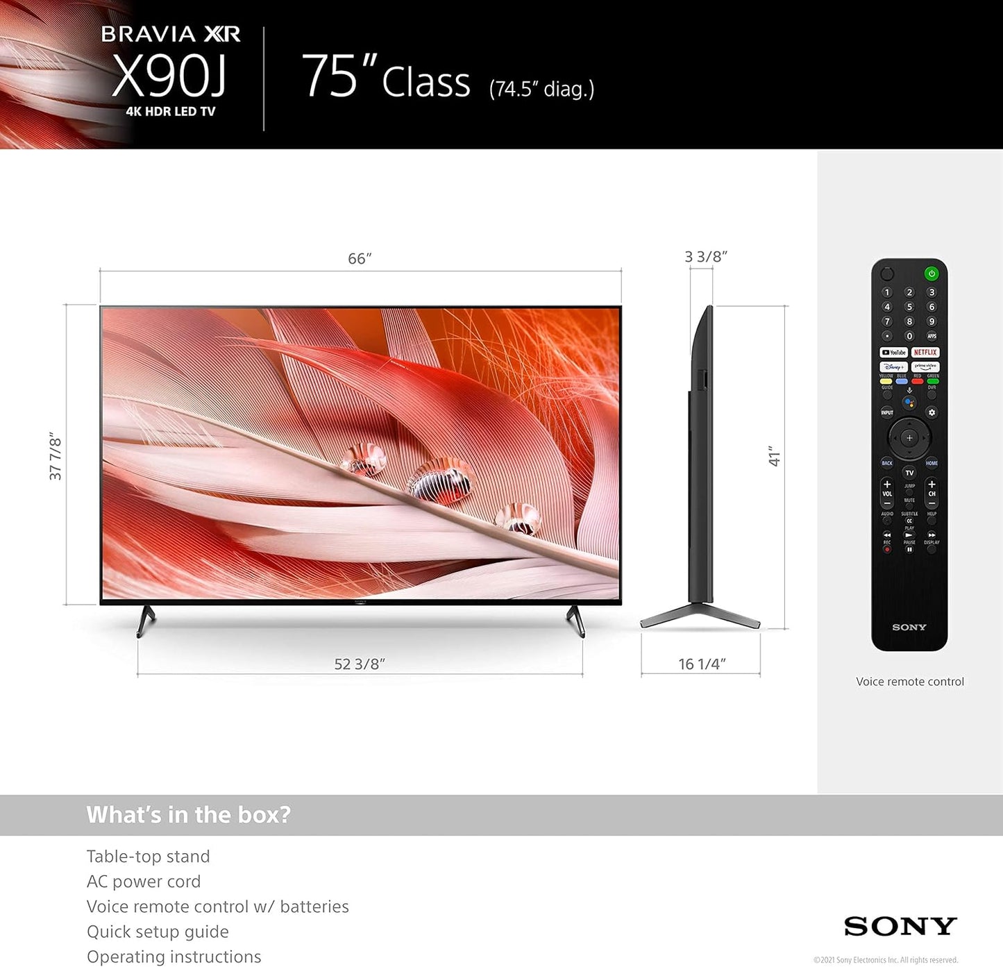 Sony XR75X90J 75" BRAVIA XR 4K Google TV (Renewed)