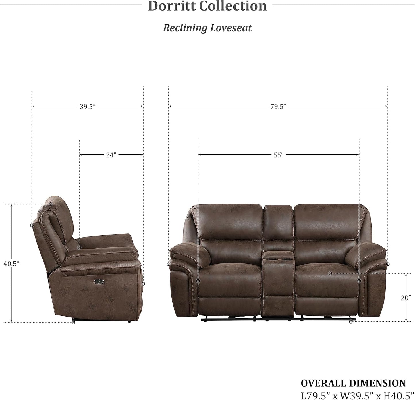Lexicon Dorritt Power Reclining Living Room Set - Brown