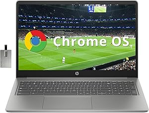 HP Chromebook Plus Sleek 15.6" FHD Laptop Bundle