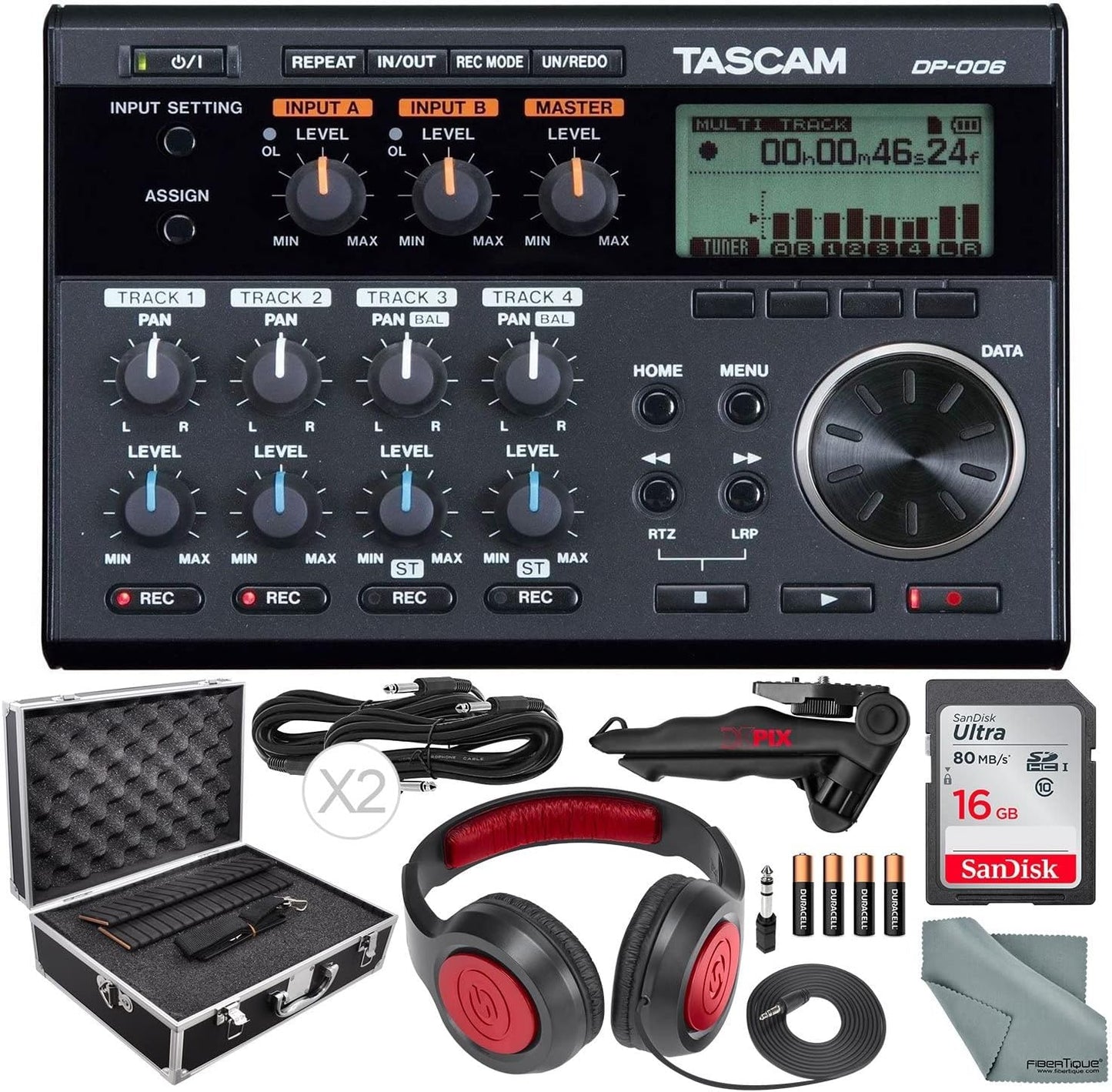 Tascam PS-DP-006-CA 6-Track Digital Pocketstudio Bundle