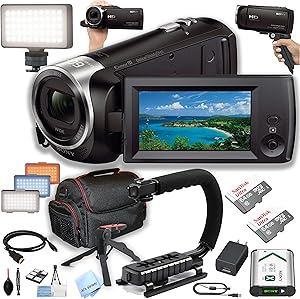 Sony CX405 HD Handycam Bundle - 128GB, LED Light, Stabilizer