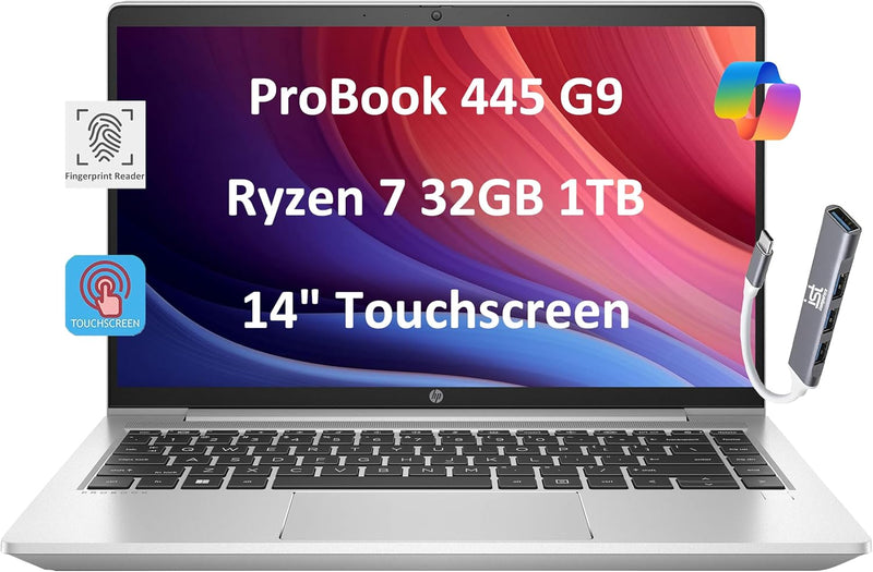 HP ProBook 445 G9 Ryzen 7 Touchscreen Laptop — main product image